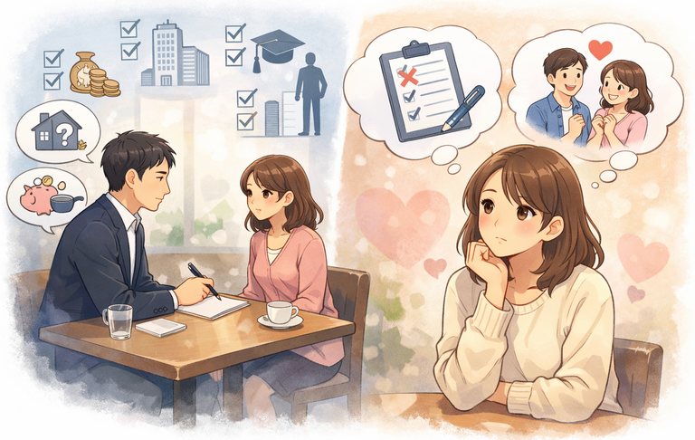 お見合いの時に相手の条件見すぎて面接になっていないか