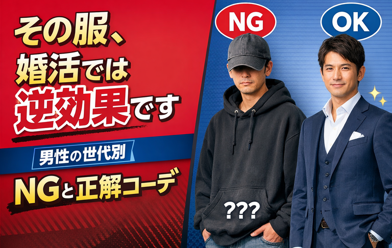 その服、婚活では逆効果です｜男性の世代別NGと正解コーデ