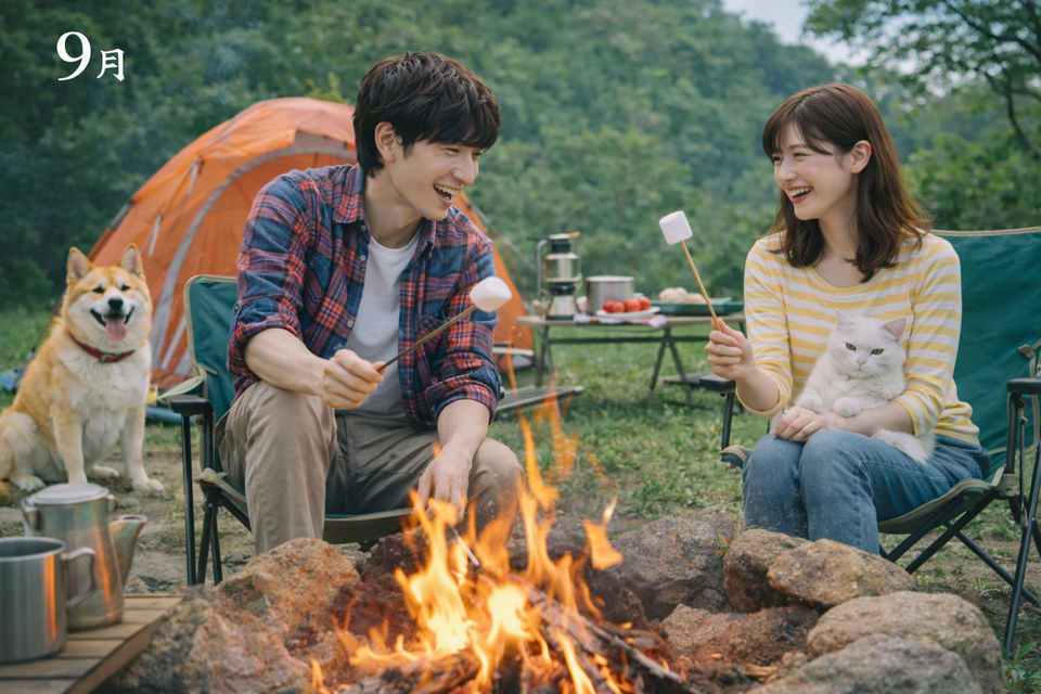 キャンプで楽しむ9月の午後
