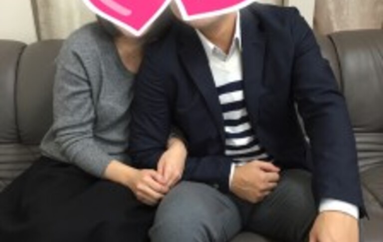 寒い中、アツアツでご成婚報告にお二人でお越しいただきました。